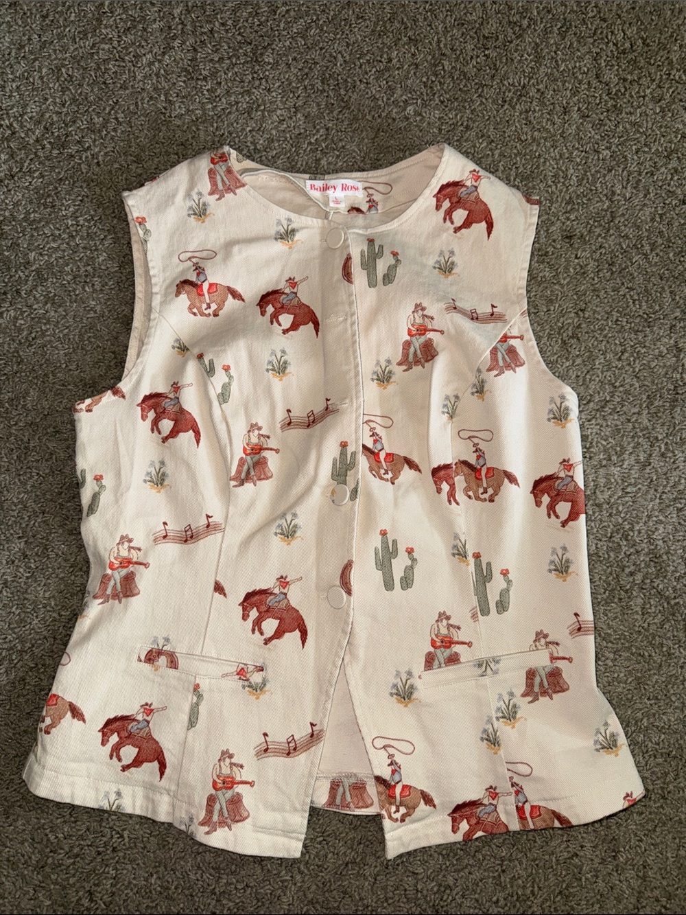Bailey Rose Sleeveless Top with Western Print